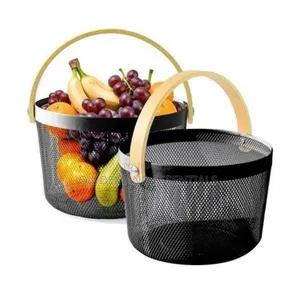 High Quality ROUND SQUARE PANTRY Mesh Wire Fruit Basket