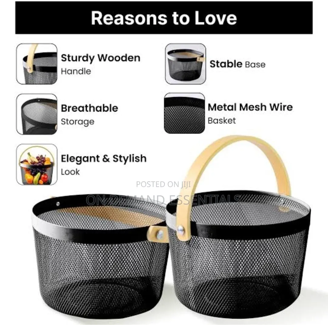 High Quality ROUND SQUARE PANTRY Mesh Wire Fruit Basket