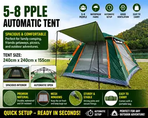 5-8 Person Automatic Camping Tent 240x240x155cm