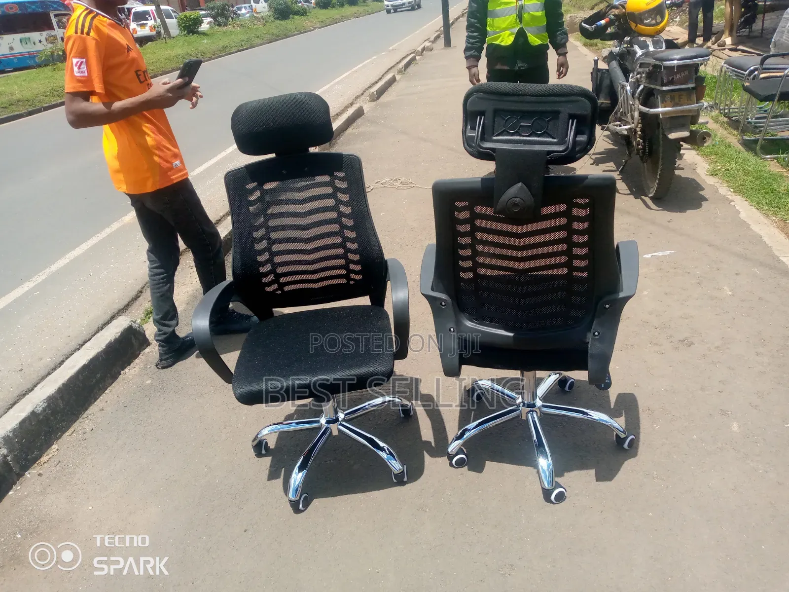 Modern Mesh Chair With Headrest Support