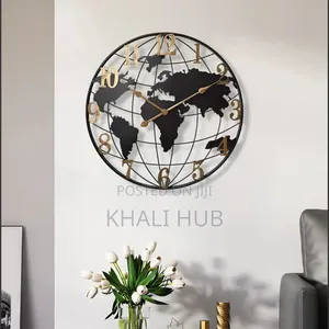 Metal World Map Wall Clock