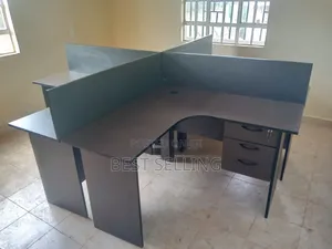 Grey L Shaped 4 Way Working Station Modern and Elegant