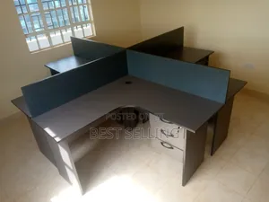 Grey L Shaped 4 Way Working Station Modern and Elegant