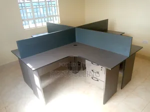 Grey L Shaped 4 Way Working Station Modern and Elegant