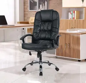 Office Chair: Black Leather Executive Seat