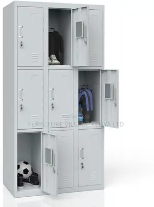 Office Cabinet; 9 Locker Heavy Duty Metallic Office Cabinet