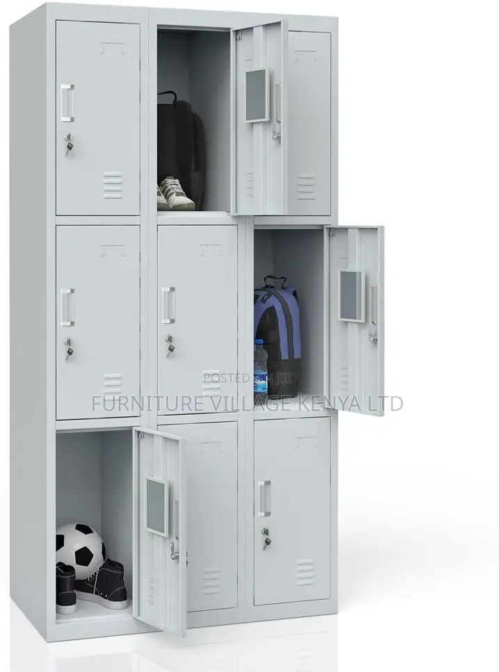 Office Cabinet; 9 Locker Heavy Duty Metallic Office Cabinet