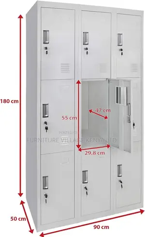 Office Cabinet; 9 Locker Heavy Duty Metallic Office Cabinet