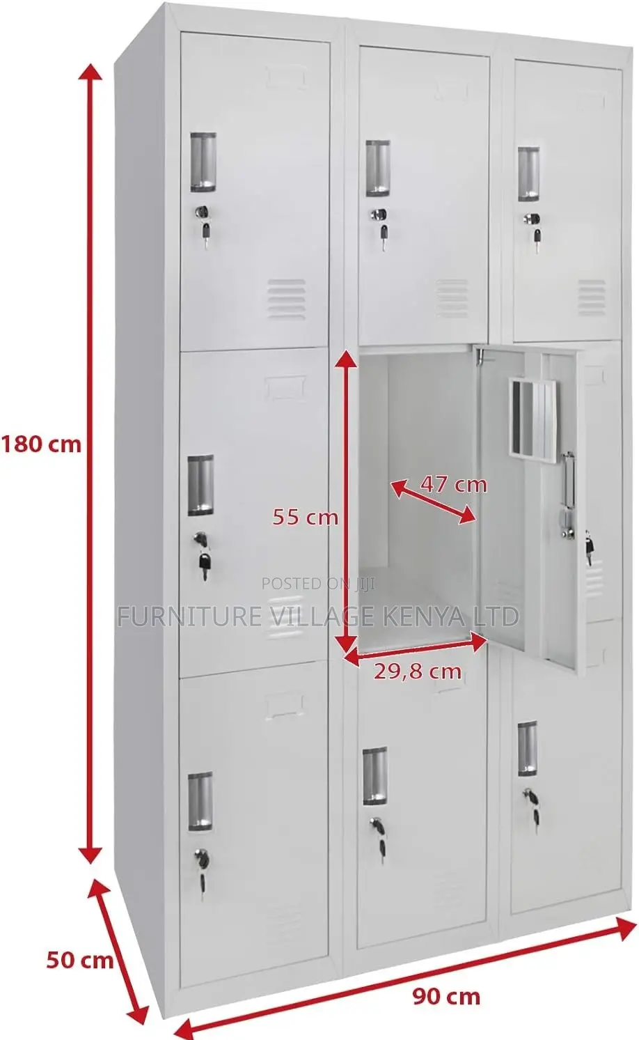 Office Cabinet; 9 Locker Heavy Duty Metallic Office Cabinet