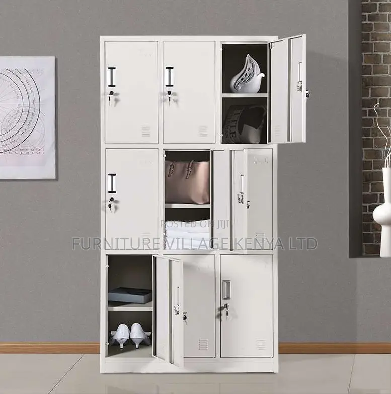 Office Cabinet; 9 Locker Heavy Duty Metallic Office Cabinet
