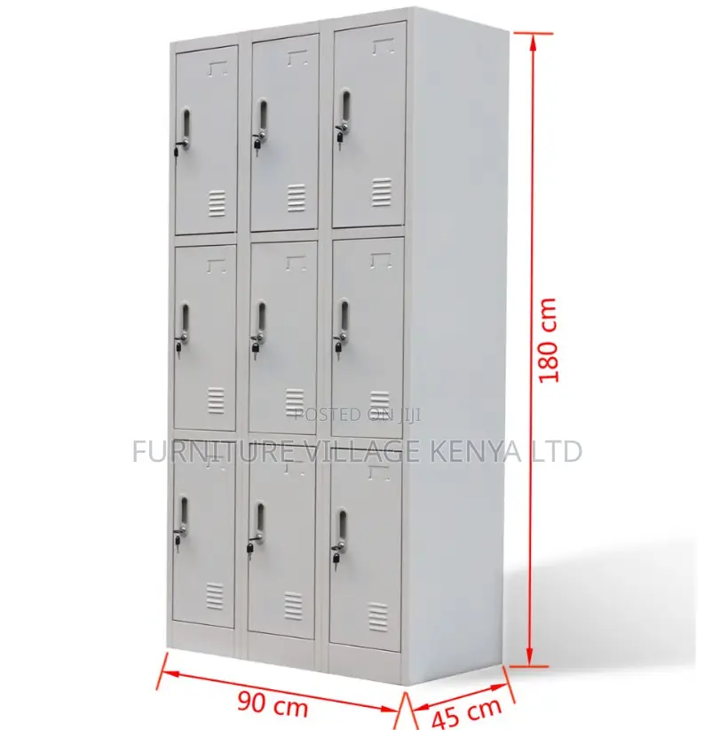 Office Cabinet; 9 Locker Heavy Duty Metallic Office Cabinet