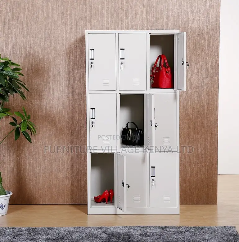 Office Cabinet; 9 Locker Heavy Duty Metallic Office Cabinet