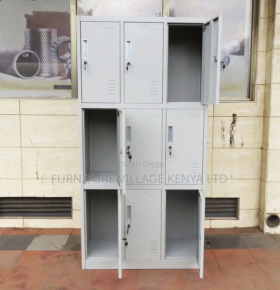 Office Cabinet; 9 Locker Heavy Duty Metallic Office Cabinet