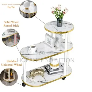 60x30x67cm 3 Layer 2 Oval Round Top Trolley Rack Table