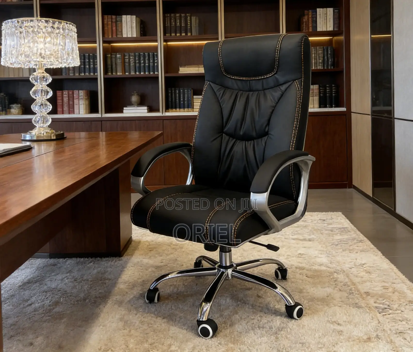 Office Chair : Executive Premium Black PU Leather Office Chair