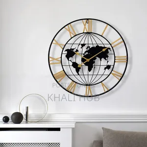 Modern World Map Metal Clock