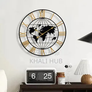 Modern World Map Metal Clock
