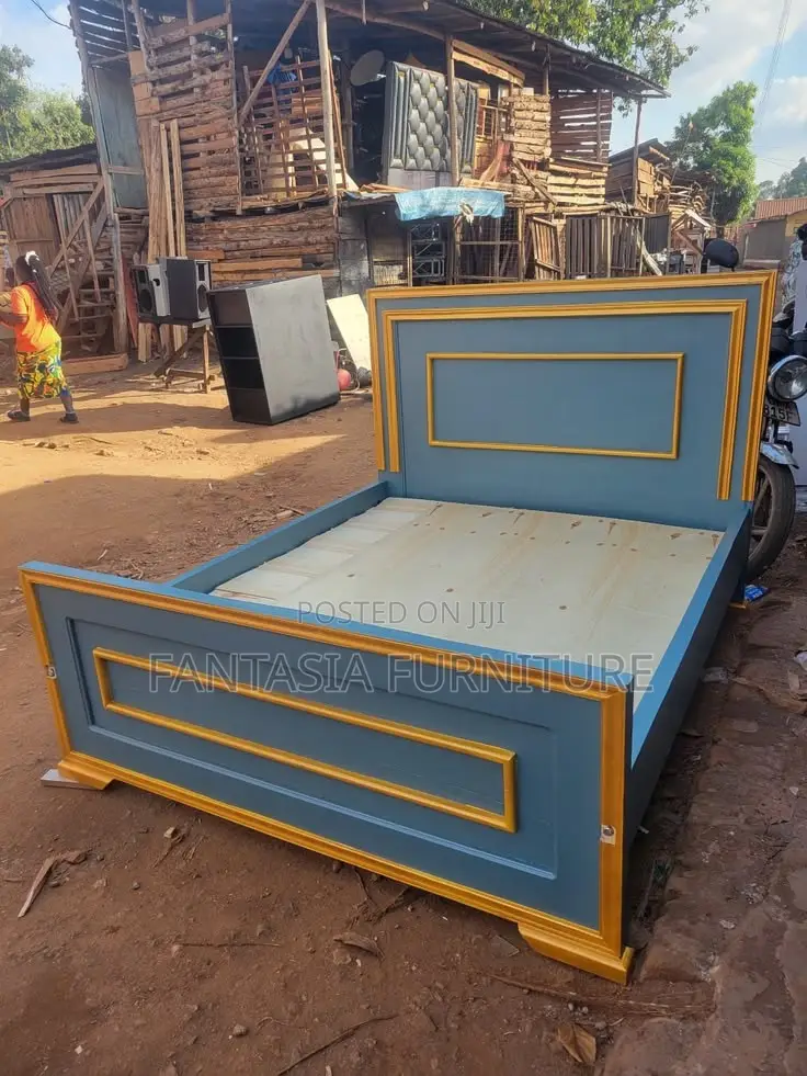 5x6 Grey Golden Wooden Bed Frame: Pay on Delivery