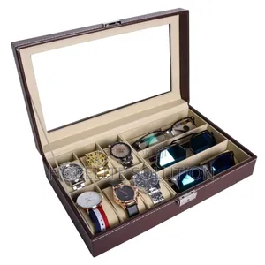 9 Slot Multi Watch Leather Box Organizer