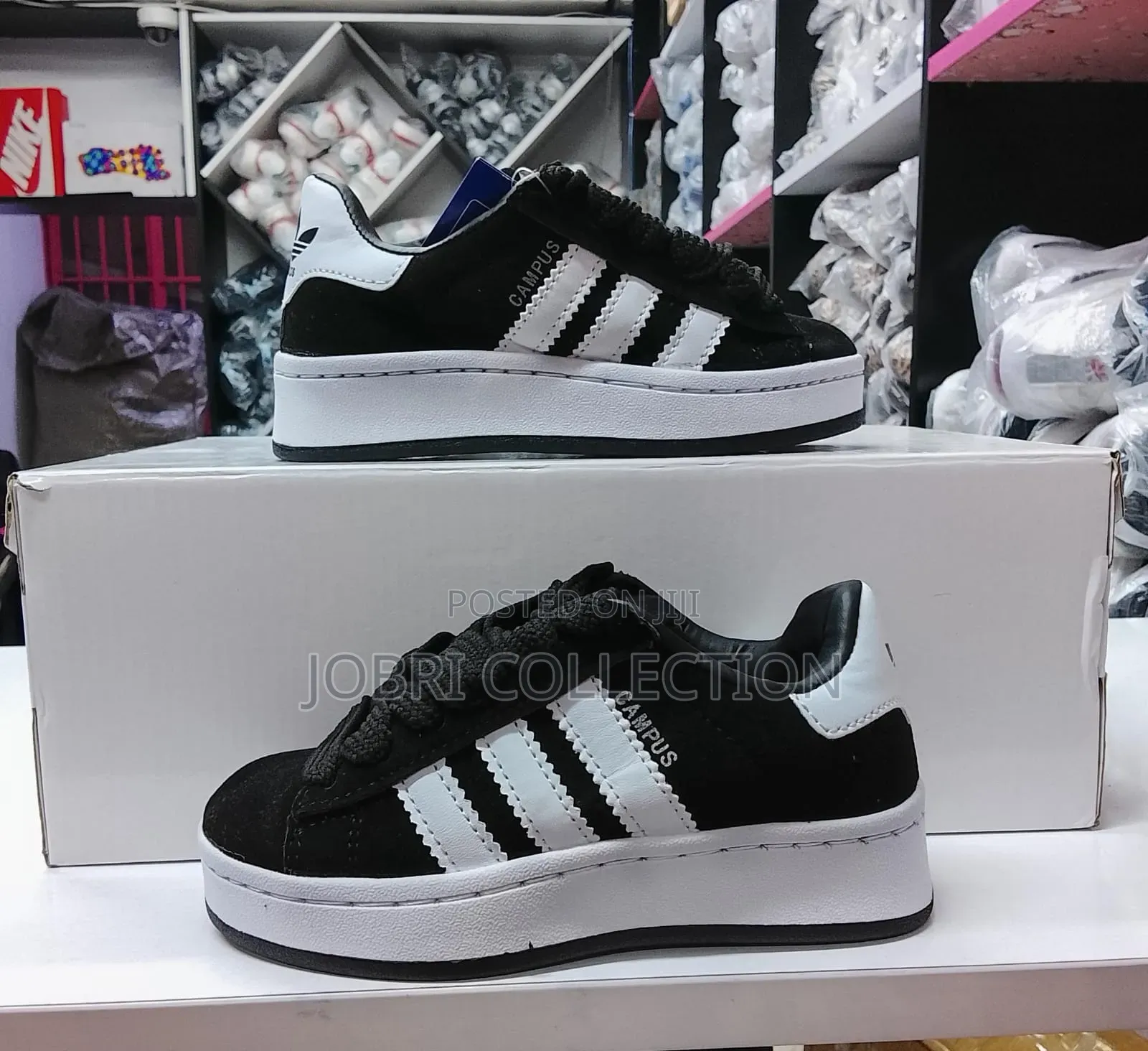 Kids Black and White Adidas Campus Sneakers