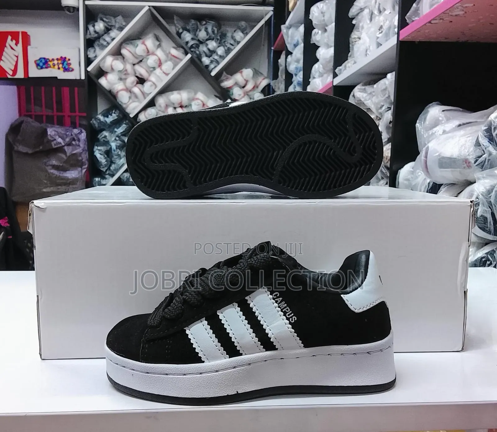 Kids Black and White Adidas Campus Sneakers