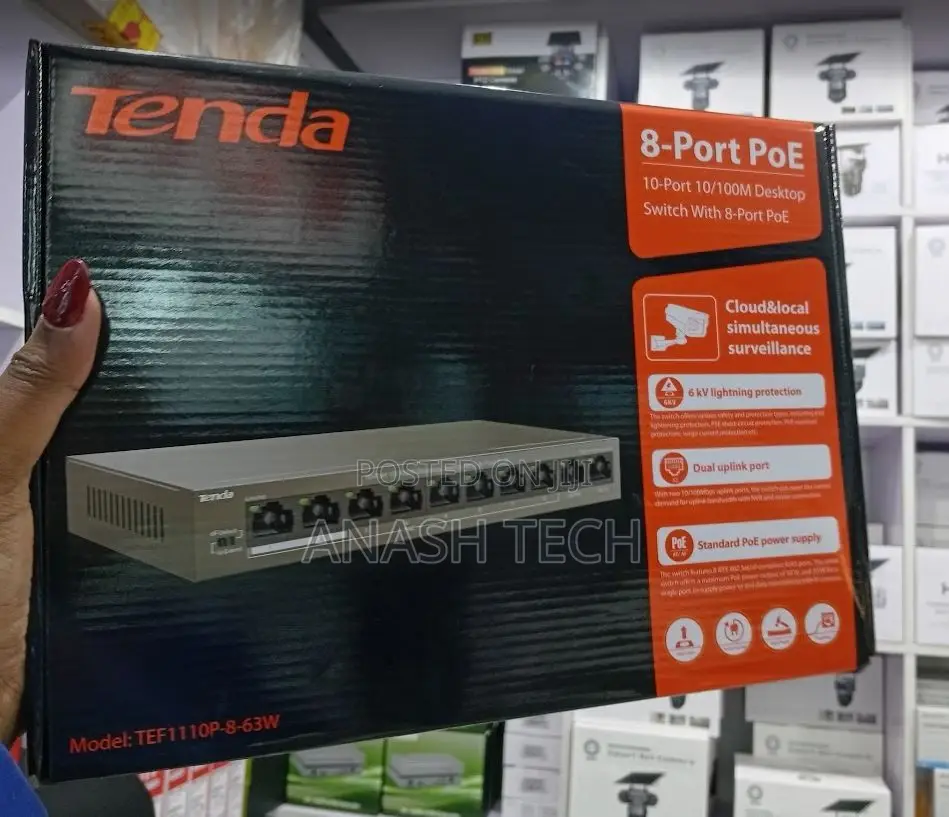 Tenda 8 Port PoE Switch for CCTV Installation and Networking