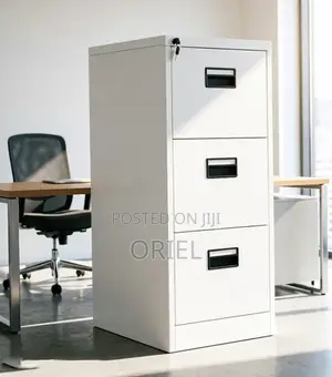 Office Cabinet : Vertical Metallic 3-Drawer Storage Cabinet