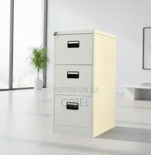 Office Cabinet : Vertical Metallic 3-Drawer Storage Cabinet