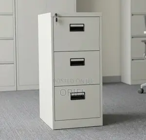 Office Cabinet : Vertical Metallic 3-Drawer Storage Cabinet