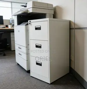Office Cabinet : Vertical Metallic 3-Drawer Storage Cabinet