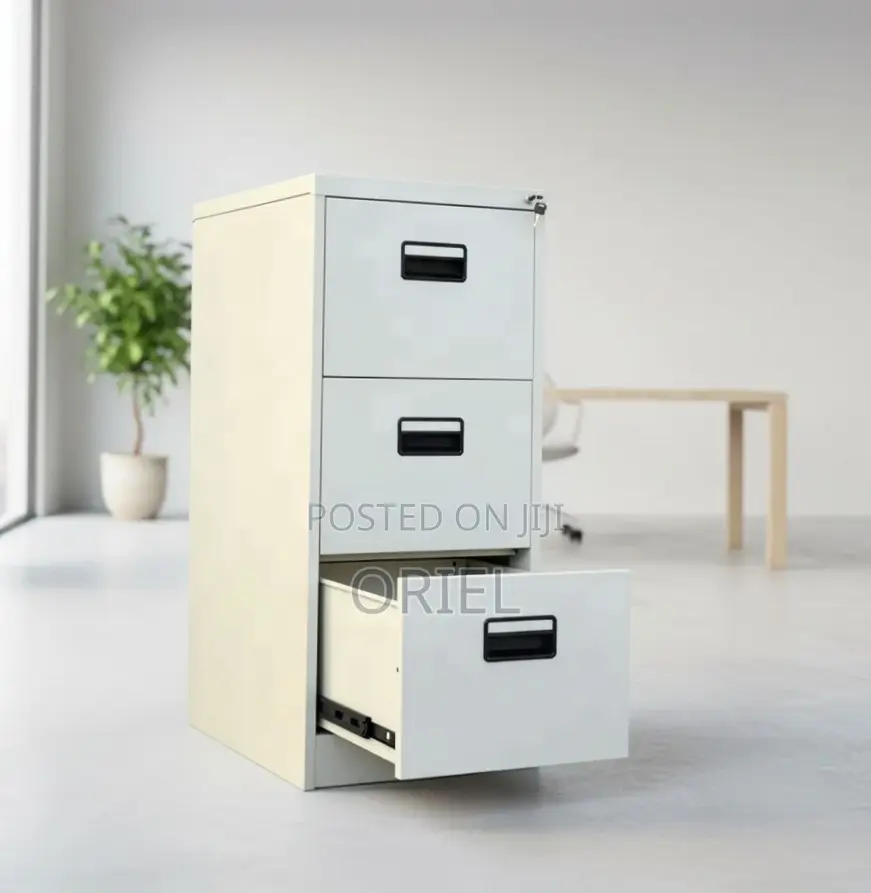 Office Cabinet : Vertical Metallic 3-Drawer Storage Cabinet