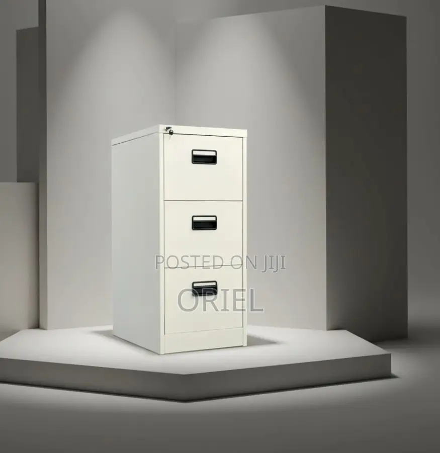 Office Cabinet : Vertical Metallic 3-Drawer Storage Cabinet