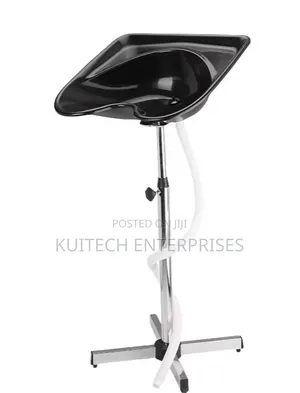 Head Sink With Height-Adjustable, Portable Black Salon Hair Washing