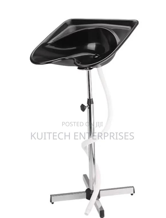 Head Sink With Height-Adjustable, Portable Black Salon Hair Washing