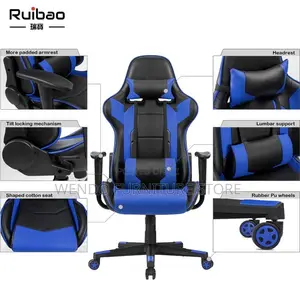 Office Chair; Blue Stylish Leather Gaming Flexxi Chair