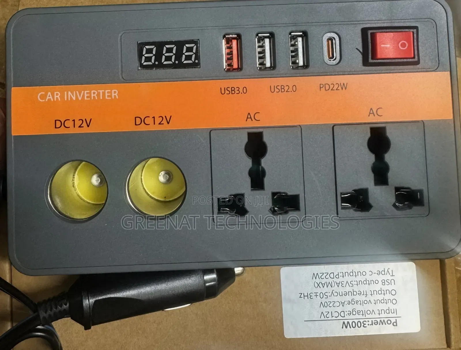 Rugged Car Inverter 300W | DC 12V to AC 220V