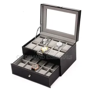 20 Slots Leather Watch Organizer With Lockable Key