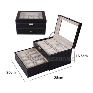20 Slots Leather Watch Organizer With Lockable Key