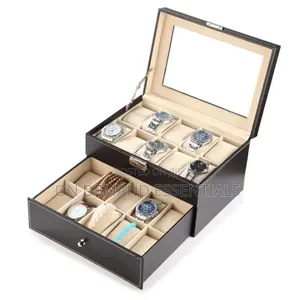 20 Slots Leather Watch Organizer With Lockable Key