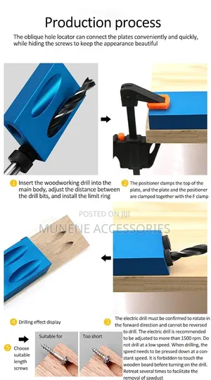Dowel Drill Joinery Kit Hole Screw Jig With 6/8/10mm Drive Adapter