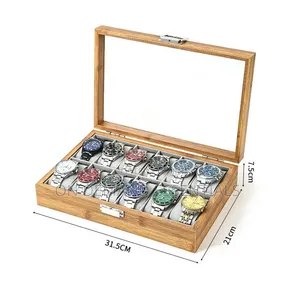 12 Slots Wooden Watch Organizer