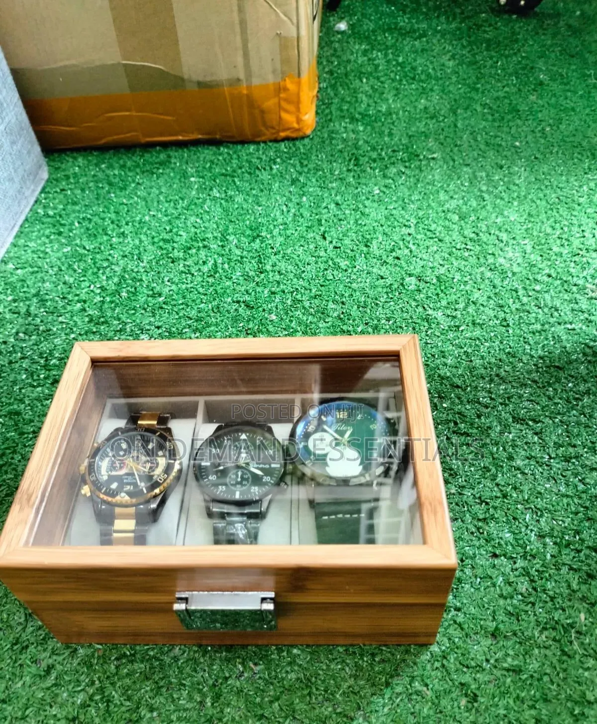 3 Slots Wooden Watch Organizer