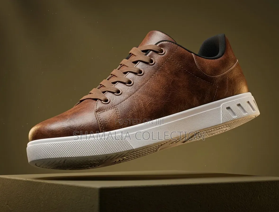 Stylish Brown Leather Sneakers – Casual Comfort