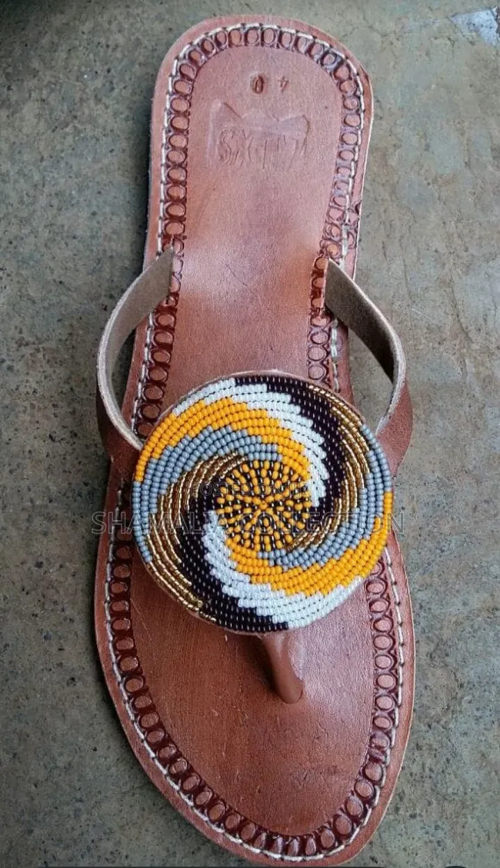 Cultural Beaded Leather Sandals – Handmade Elegance