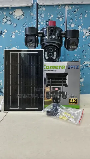  Solar Powered 3-Lens PTZ Security Camera (4g/WiFi Remote Viewing)