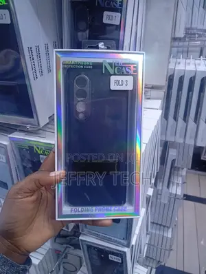 Blue Newcase Leather Case With a for the Samsung Galaxy Z Fold 3.