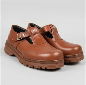 Durable Black Brown Leather Shoes – Buckle Strap Design