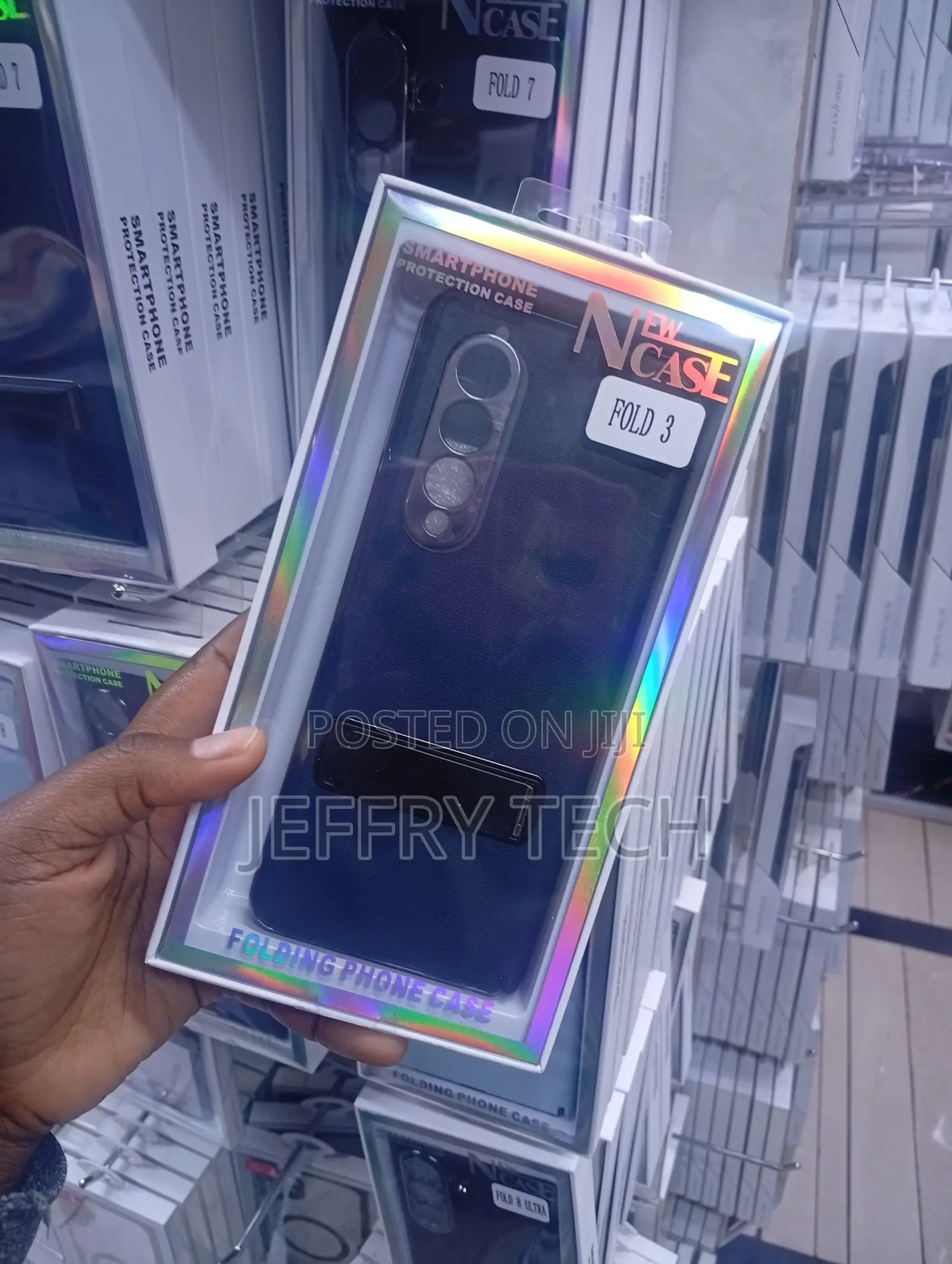 Blue Newcase Leather Case With a for the Samsung Galaxy Z Fold 3.