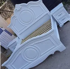 5x6 Ornate Carved White Wooden Bed Frame: Free Delivery
