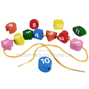 Montessori Wooden Shape Sorter Clock 3 Time Puzzle Thread Lacing Toy